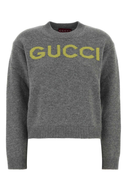 Серый шерстяной свитер GUCCI (770072XKEBC)