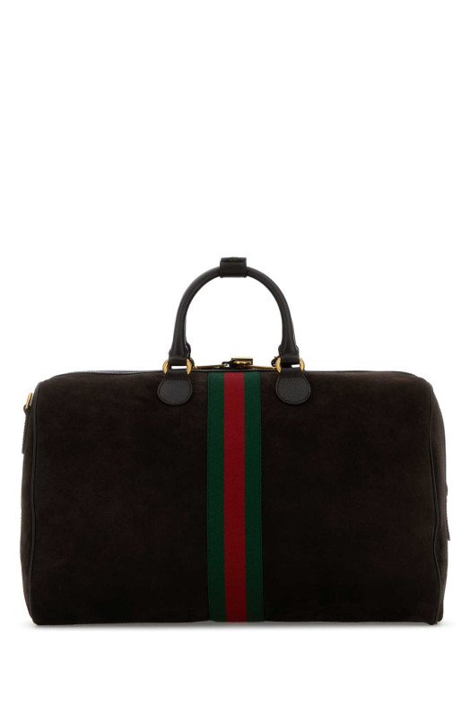 Dark brown suede medium Gucci Savoy travel bag GUCCI (834460AAE1D)
