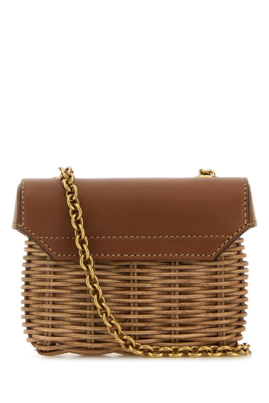 Двоколірна плетена та шкіряна міні-сумка Box June через плече SAINT LAURENT (843366GAAFV)