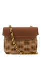 Двоколірна плетена та шкіряна міні-сумка Box June через плече SAINT LAURENT (843366GAAFV)