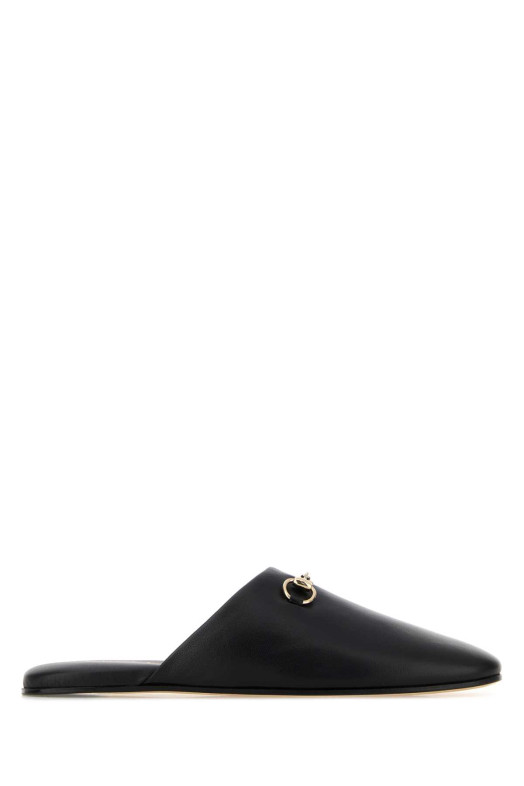 Black nappa leather slippers Black GUCCI (849565AAEA4)