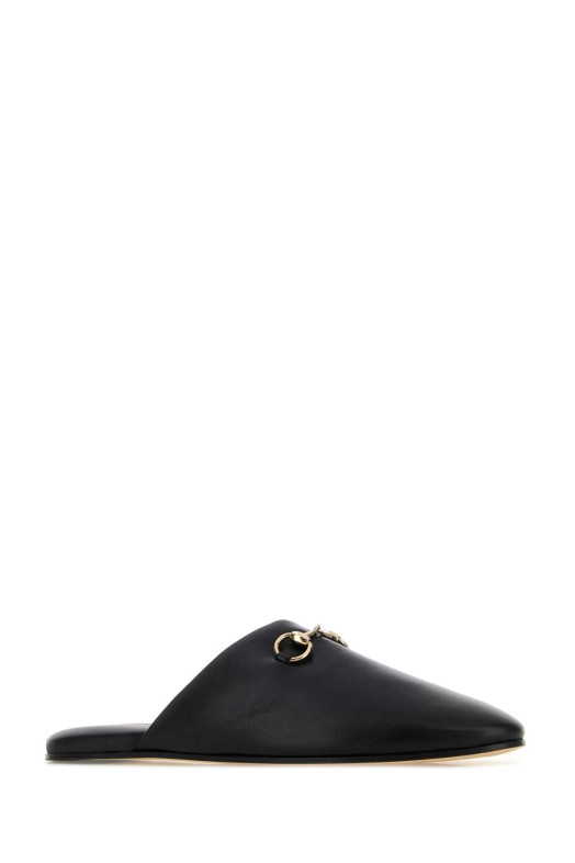 Black nappa leather slippers Black GUCCI (849565AAEA4)