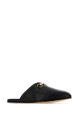 Черные тапочки из кожи наппа Черные GUCCI (850140AAEA4)