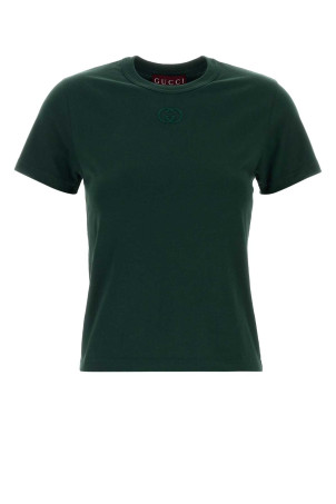 Bottle green cotton t-shirt GUCCI (850954XJHJR) Bottle green cotton t-shirt GUCCI (850954XJHJR)