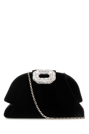 Black velvet Camelia clutch AMINA MUADDI (CAMELIA) Black velvet Camelia clutch AMINA MUADDI (CAMELIA)