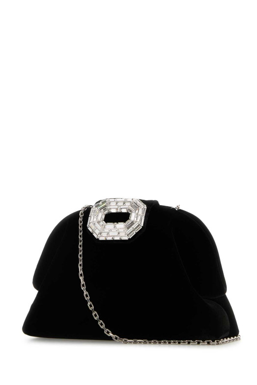 Black velvet Camelia clutch AMINA MUADDI (CAMELIA)