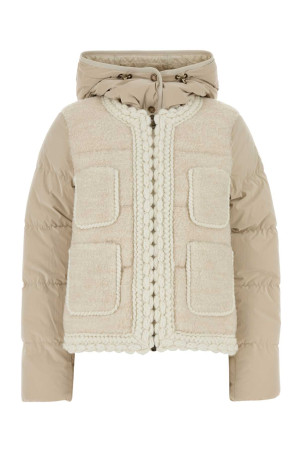 Sand nylon and knit Ripaille down jacket MONCLER (K20931A0020689B6S) Sand nylon and knit Ripaille down jacket MONCLER (K20931A0020689B6S)