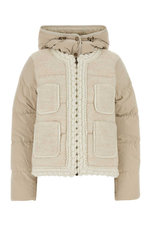 Sand nylon and knit Ripaille down jacket MONCLER (K20931A0020689B6S) Sand nylon and knit Ripaille down jacket MONCLER (K20931A0020689B6S)