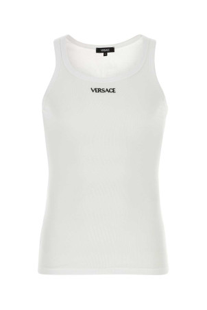 White stretch cotton tank top VERSACE (10131251A09410) White stretch cotton tank top VERSACE (10131251A09410)