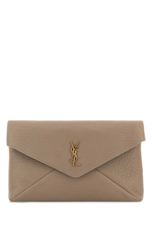 Cappuccino leather Envelope Cassandre pouch SAINT LAURENT (769307AACYT)