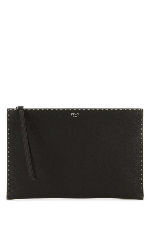 Dark brown leather clutch FENDI (7N0134AP3B)