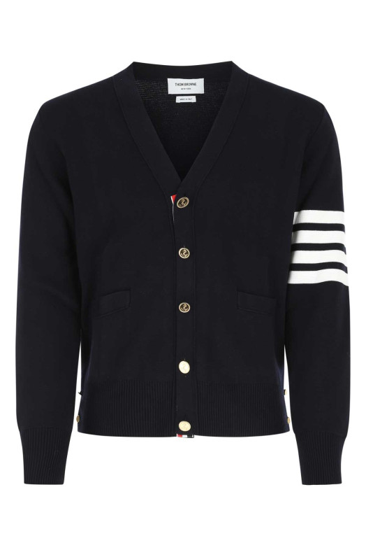 Navy blue cotton cardigan Black THOM BROWNE (MKC171A00219) Navy blue cotton cardigan Black THOM BROWNE (MKC171A00219)