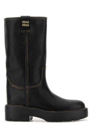 Black leather boots Black MIU MIU (5U270EF0555OD)