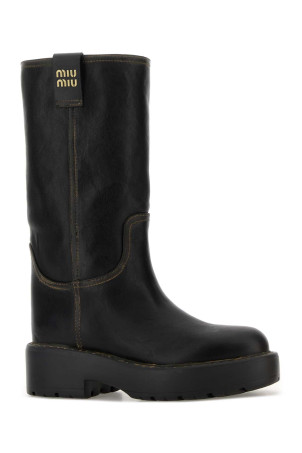 Black leather boots Black MIU MIU (5U270EF0555OD)