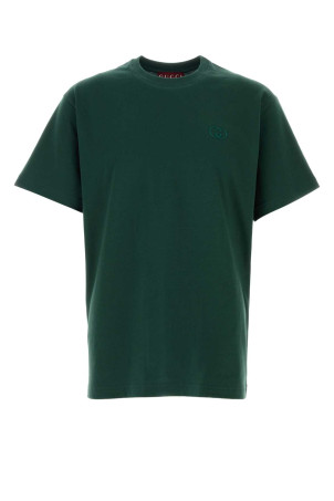 Bottle green cotton t-shirt GUCCI (796395XJHKE)