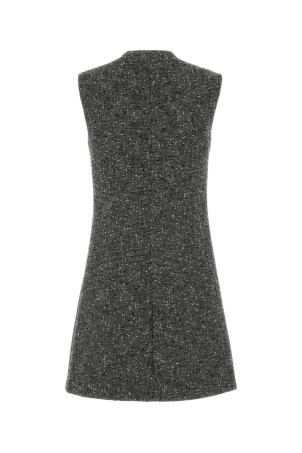 Міні-сукня з вовняної суміші сірого кольору Melange, біло-чорна GUCCI (836891ZAT2D)