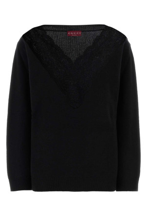 Чорний вовняний светр оверсайз Чорний GUCCI (848255XKE91)