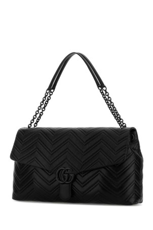 Черная кожаная сумка GG Marmont через плечо Черная GUCCI (850653AAFS1)