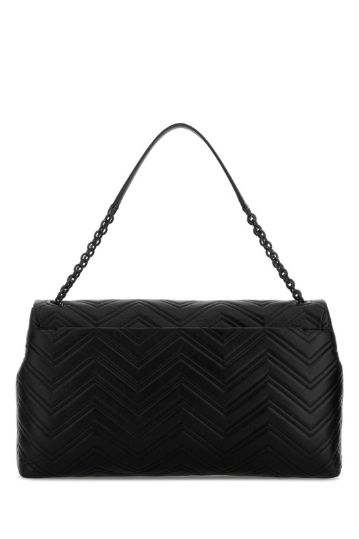 Черная кожаная сумка GG Marmont через плечо Черная GUCCI (850653AAFS1)