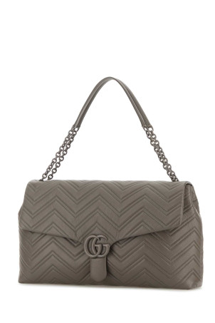 Серый кожаный макси-плечевой рюкзак GG Marmont GUCCI (850653AAFS1)