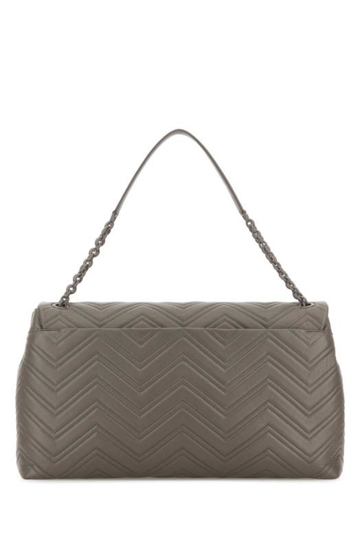 Серый кожаный макси-плечевой рюкзак GG Marmont GUCCI (850653AAFS1)