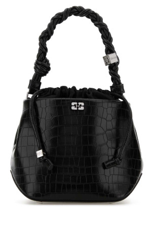 Черная кожаная сумка из синтетической кожи GANNI (A6965)