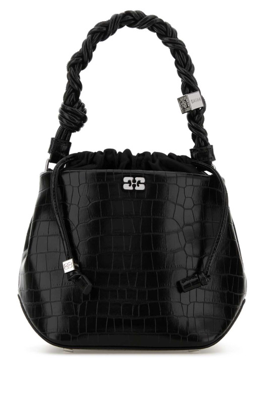 Черная кожаная сумка из синтетической кожи GANNI (A6965)