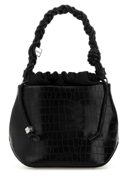 Черная кожаная сумка из синтетической кожи GANNI (A6965)