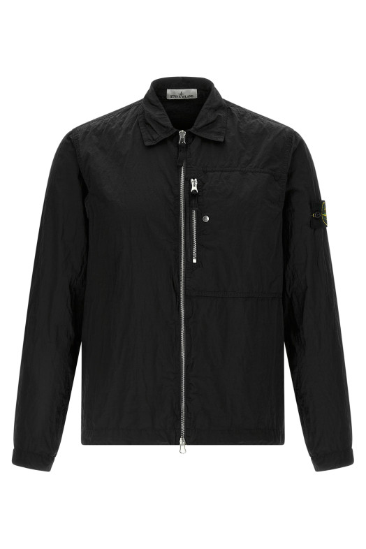 Logo badge overshirt Black