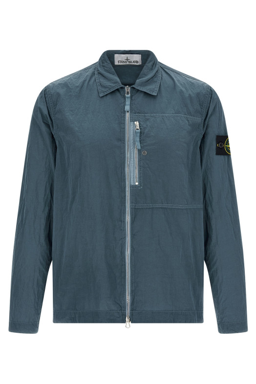 Logo badge overshirt Blue