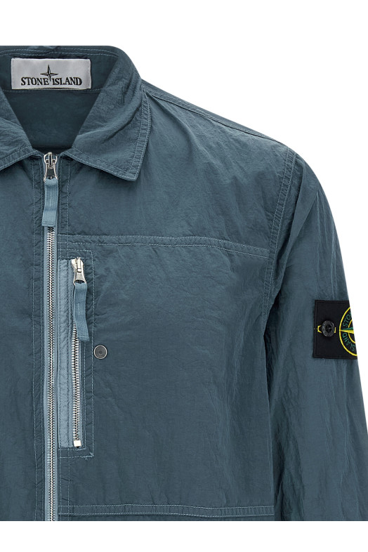 Logo badge overshirt Blue