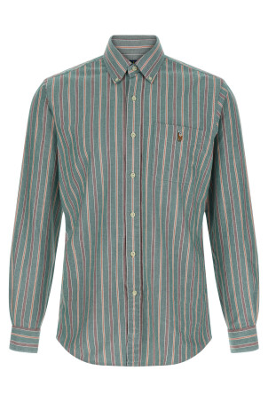 Button-down striped shirt Green