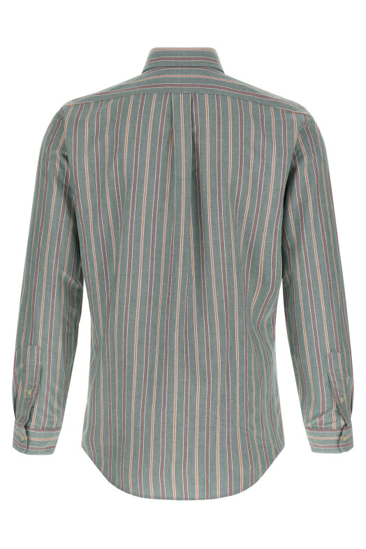 Button-down striped shirt Green