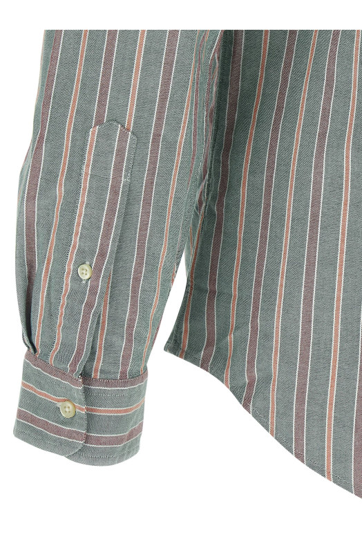 Button-down striped shirt Green