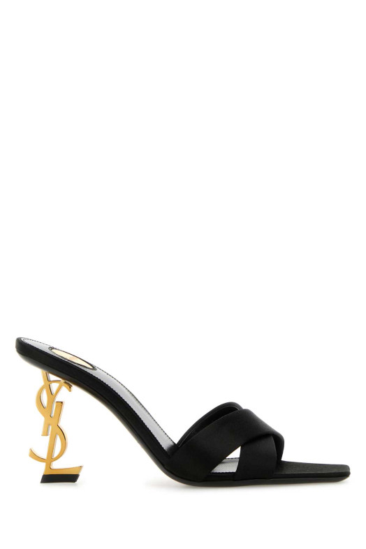 Black satin Opyum 85 mules Black SAINT LAURENT (8189319QAB1)