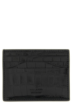 Crocodile leather card holder Black