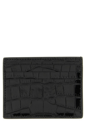 Crocodile leather card holder Black