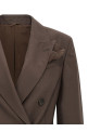 Тропический роскошный шерстяной блейзер коричневого цвета BRUNELLO CUCINELLI M0W077038C019