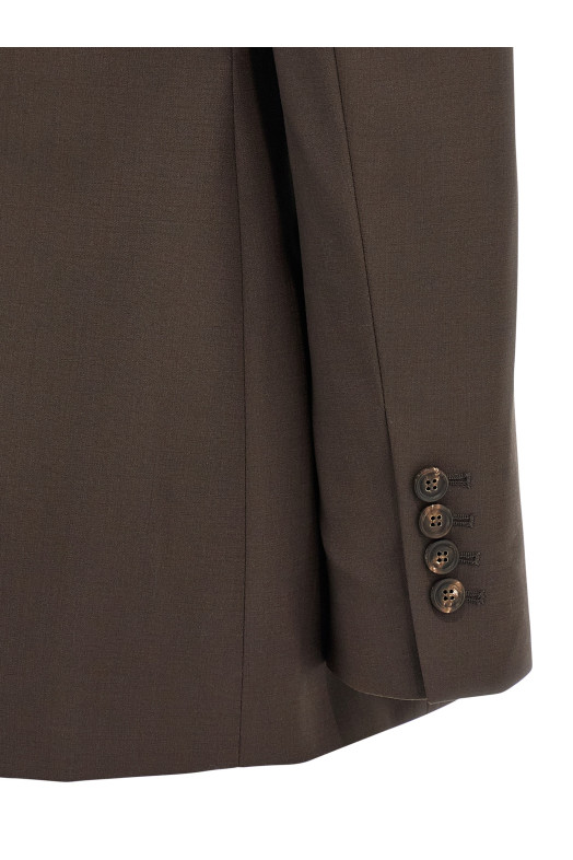 Тропический роскошный шерстяной блейзер коричневого цвета BRUNELLO CUCINELLI M0W077038C019