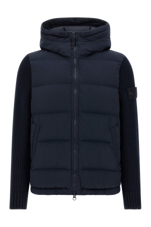 'Twill Wool-Tc With Knit Ghost Piece' jacket Blue