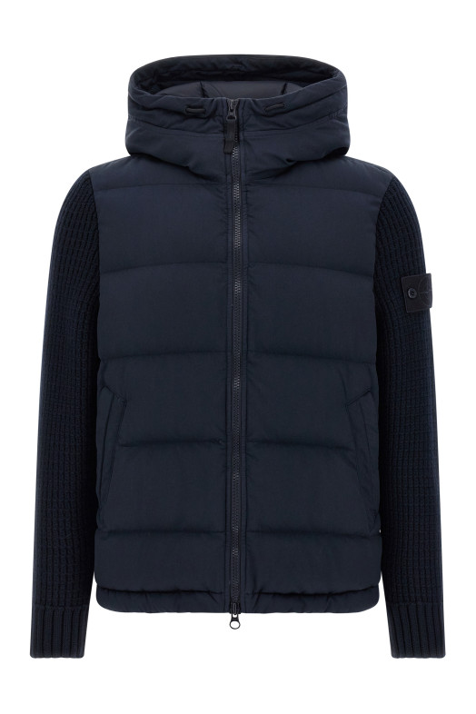 'Twill Wool-Tc With Knit Ghost Piece' jacket Blue