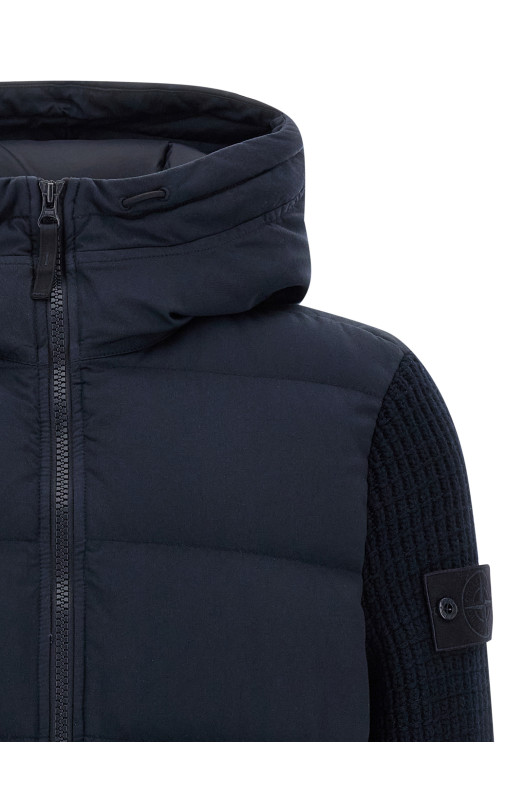 'Twill Wool-Tc With Knit Ghost Piece' jacket Blue