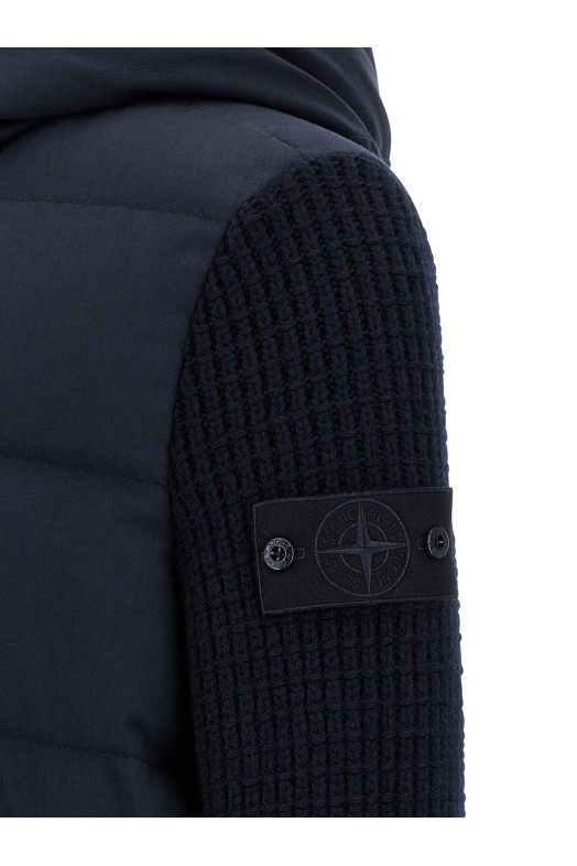 'Twill Wool-Tc With Knit Ghost Piece' jacket Blue