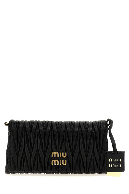 Logo matelassé clutch Black