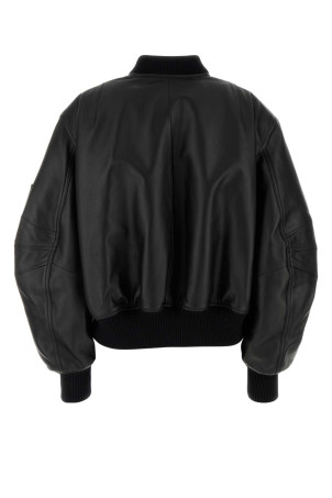 Black leather bomber jacket White THE ATTICO (251WCB00004LBT128AA)