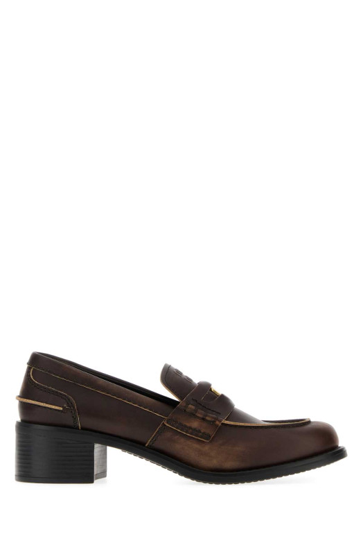 Brown leather loafers MIU MIU (5D276EF0503G48)
