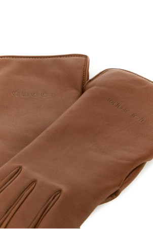 Кожаные перчатки цвета карамель GUCCI (8355813SAJN)
