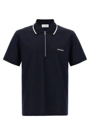 Logo embroidery polo shirt Blue