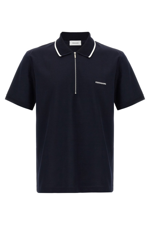 Поло с вышитым логотипом Синий FERRAGAMO 784281NEWNAVY