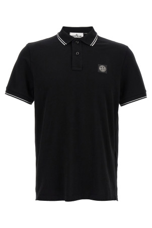 Logo patch polo shirt Black-grey